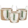 Paniers - HOME ESPRIT - Lot De 3 - Fibre Naturelle Tropicale - Multicolore - 39 X 39 X 47 Cm
