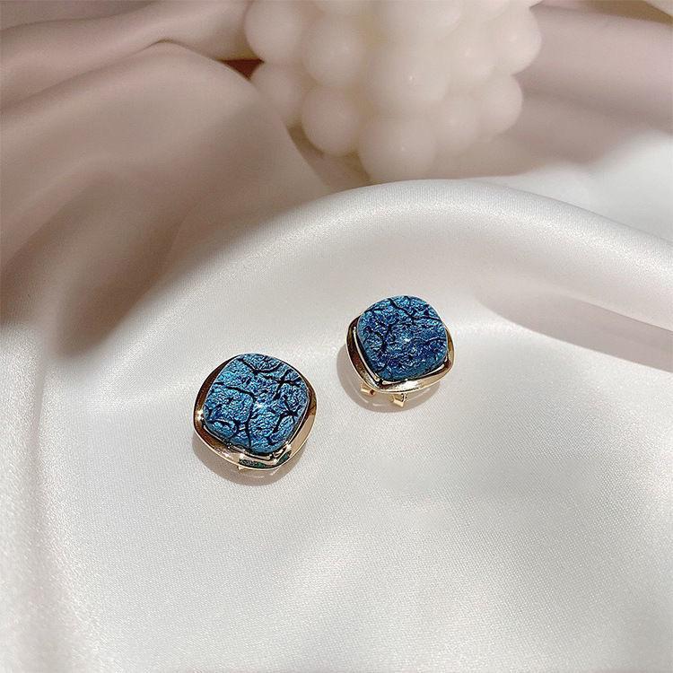 Large Gold Stud Earrings Accessories for Women with Blue White Stones Luxury Party Ear Jewelry Earring