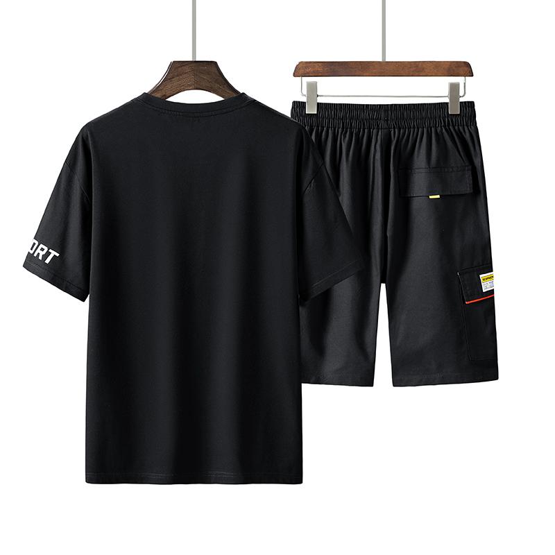 Мужская футболка и короткий комплект, мужской летний повседневный баскетбольный спортивный костюм с короткими рукавами, спортивный комплект для бега, уличная одежда, топы, футболки