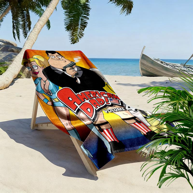 American Dad Print 2D Flat Print Beach Towel, Large Soft Quick Dry Towel for Beach Camping SwimmingXSTJ0915070