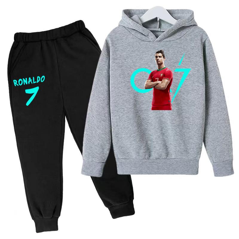 Детская одежда Пальто Бренд CR7 Повседневная Спортивная одежда для соревнований Мальчики Девочки Худи/штаны с принтом букв 2П Спортивный костюм для бега