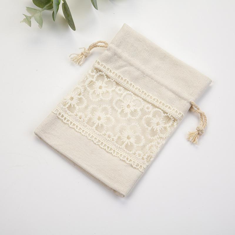 Красивые кружевные сумки на шнурке, бежевые холщовые сумки для хранения на окнах, новогодние сумки для конфет, рождественские подарочные пакеты