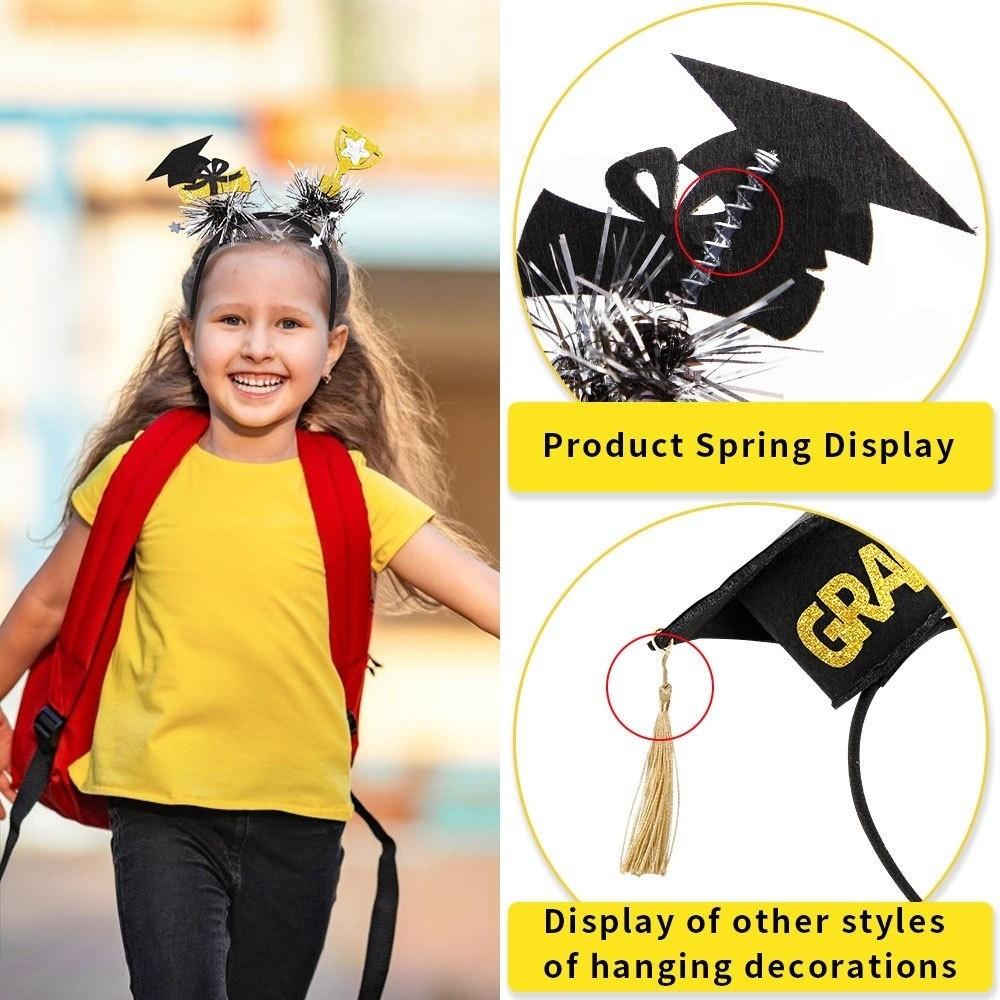Shiny Graduation Headband Non-slip Party Headpiece Unique Graduation Cap Hairband Party Favors