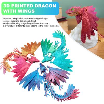 3D-печатная игрушка-фиджет с пернатым драконом, подвижные суставы, летающий дракон, фигурка, шарнирная модель, настольное украшение для детей и взрослых