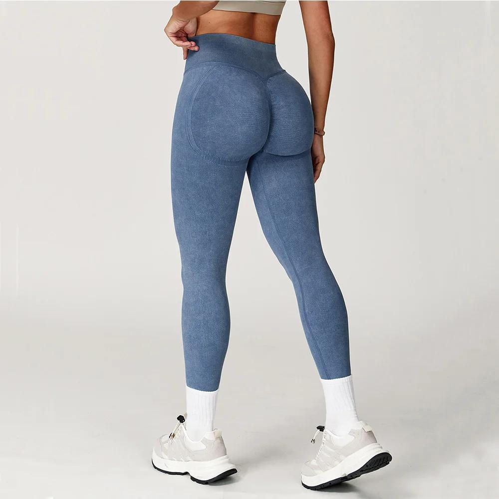 Seamless High Waist Ribbed Sports Leggings for Women - Scrunch Bum Gym Tights, Yoga Pants, Fitness Workout Clothes