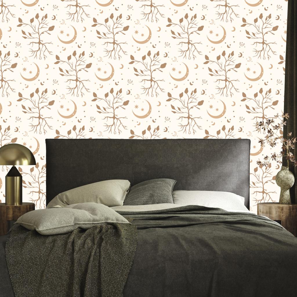Wallpaper Boho Pattern White and Cream for Living Room and Bedroom 50x1000