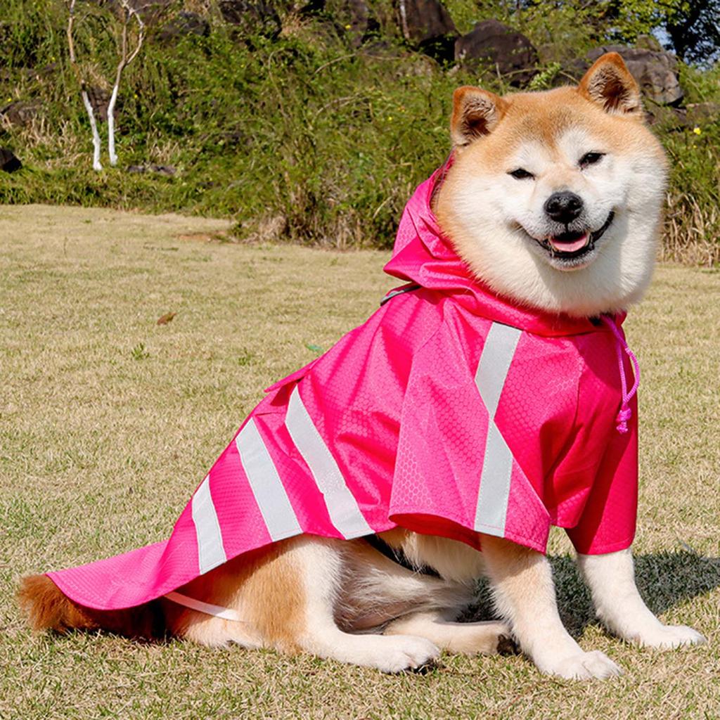 Water Resistant Dog Raincoat With High Density PU Fabric Reflective Strips For Night Safety And Rainy Day Protections