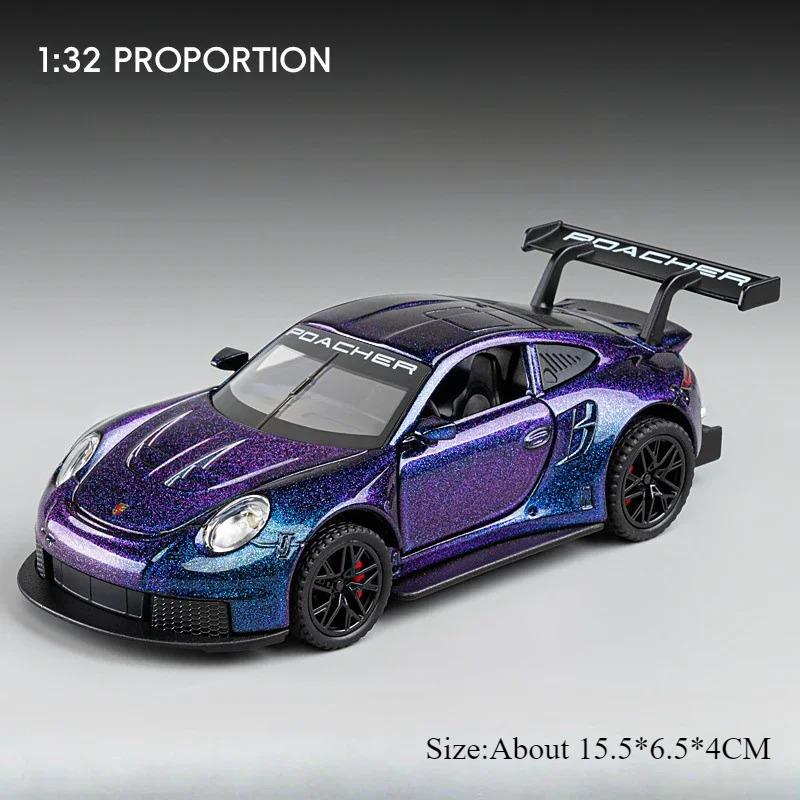1:32 911 Gt3 Rs Macan Сплав Спортивный Автомобиль Литая Модель Игрушки Украшение Двери Открываются Звук Свет Оттянуть Назад Транспортные Средства Детский Фестивальный Подарок