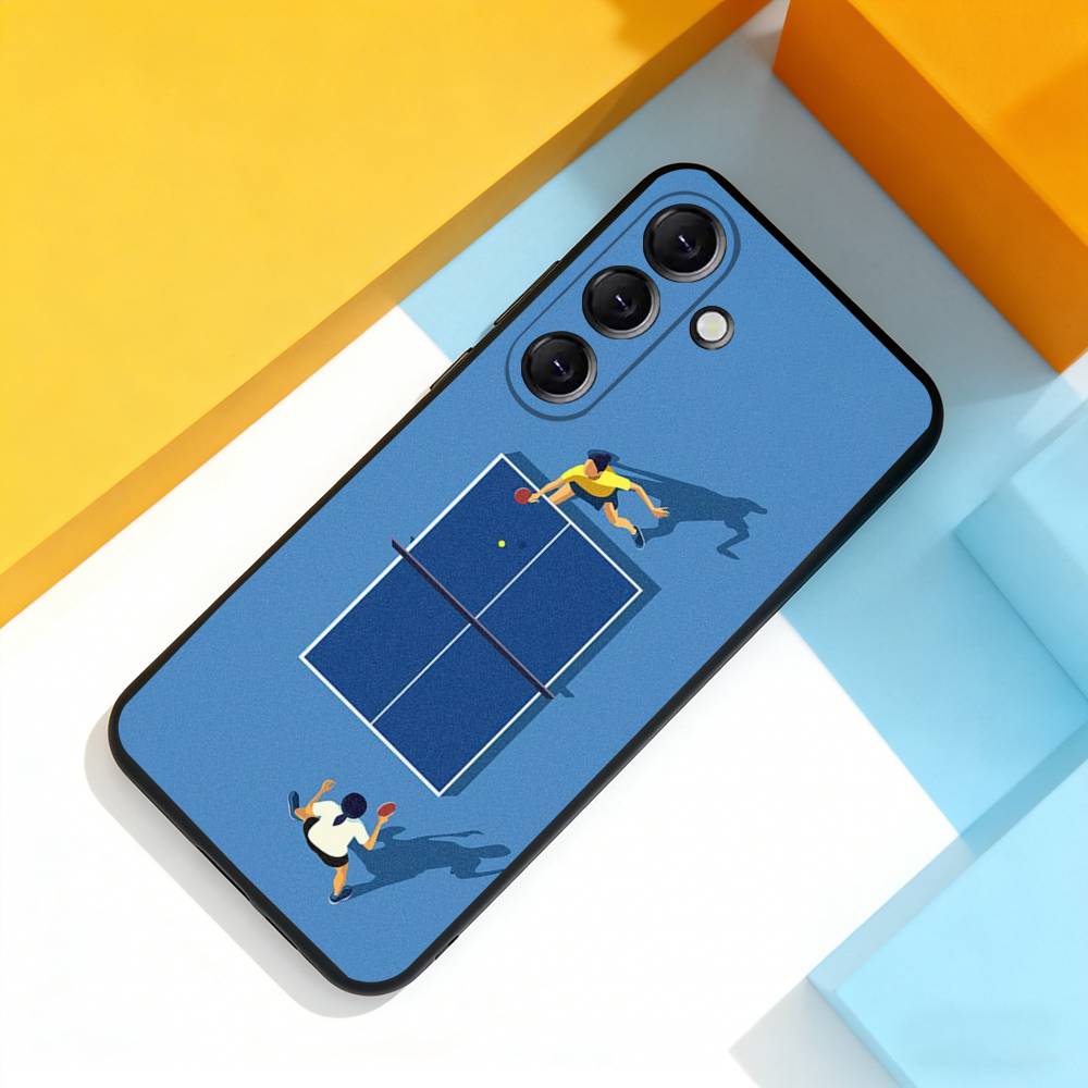 Table Tennis Racket Cool Phone Case For Samsung Galaxy A 73,72,51,53,52,71,22,5G,Note,J7,8,9 Soft Precise Hole Black Cover