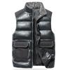 Men's Retro Stand Collar Mid-green Warm Vest Winter Loose Thickened Waistcoat Large Pocket Leather Vest