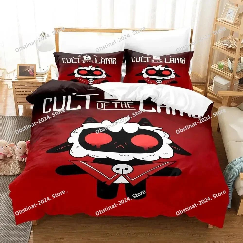 Постельное белье Cult of the Lamb с наволочкой, пододеяльник, мягкое, односпальное, двуспальное, Queen, Super King, для взрослых, детей, спальни