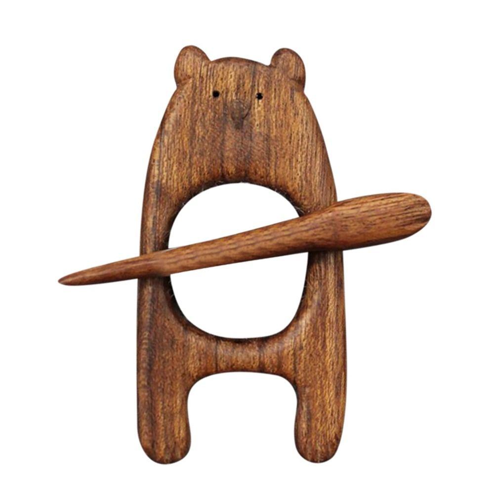 Retro Dog Heart Rabbit Animal Bear Clothing Accessory Women Brooch Fashion Jewelry Wooden Brooch