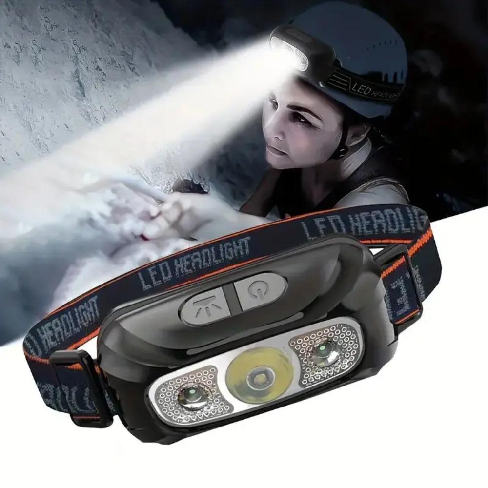 Светодиодный сенсорный налобный фонарь, новый USB-аккумулятор, мощный световой волнистый индукционный водонепроницаемый рыболовный налобный фонарь со встроенной литиевой батареей