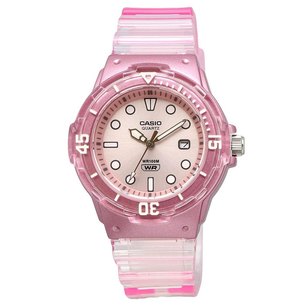 Casio Аналоговые часы LRW -200H-2BV / -200HS-4EV Женские/Детские Дешевые часы Casio в прозрачно-розовом/глянцево-белом и синем цвете (Импортный)