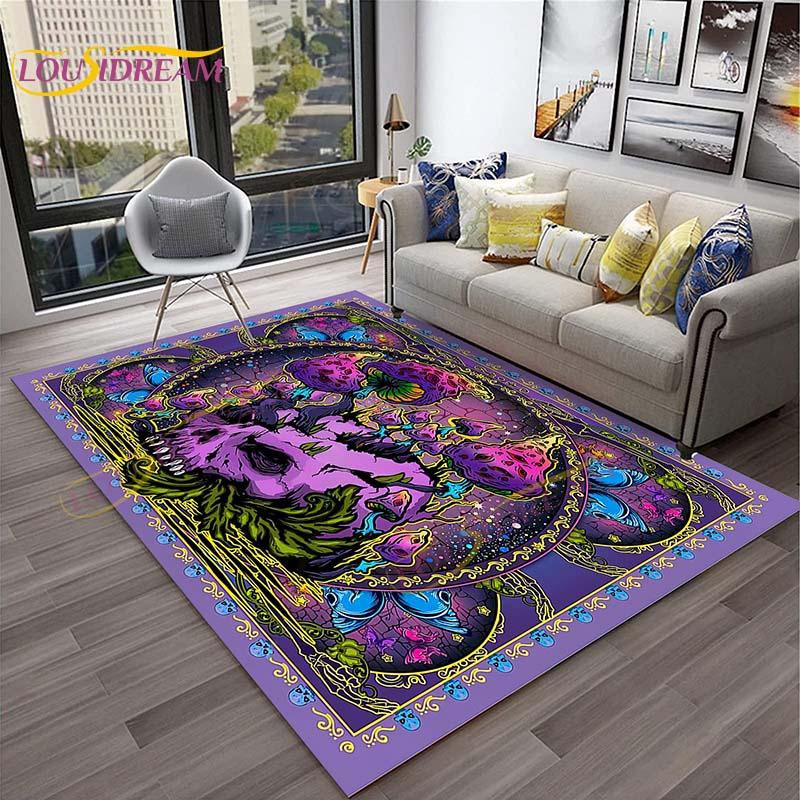 3D звездный ботанический солнце лунный коврик с грибами цветочный хиппи ковер с фазой Луны для эстетической спальни гостиной винтажный игровой коврик