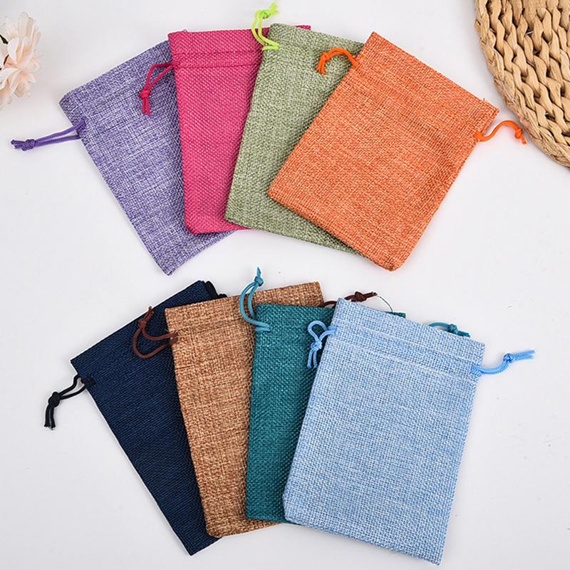 10 шт. 10X14 см джутовый подарочный мешочек ручной работы натуральный мешочек хлопок лен подарочная упаковочная сумка мешочек для хранения ювелирных изделий