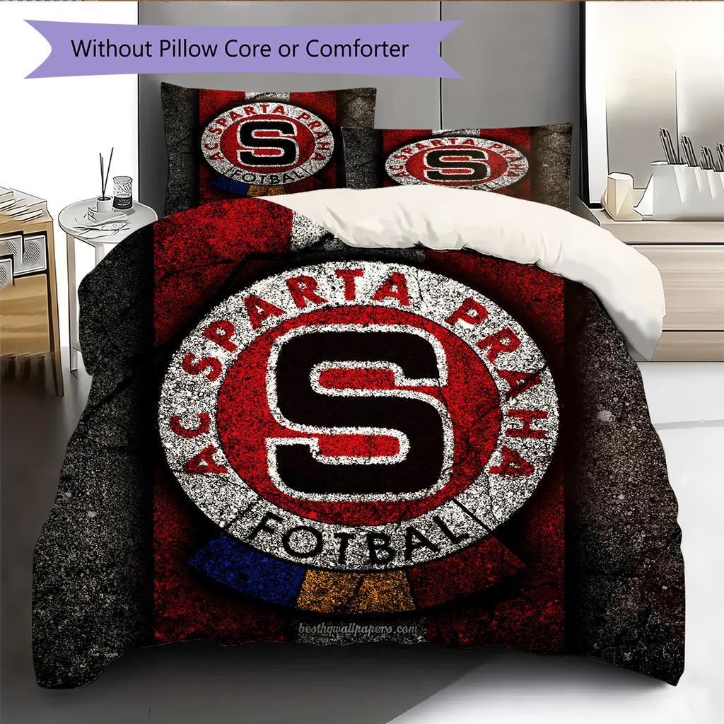 Sparta Prague football logo Pattern Bedding Home Decoration Birthday Gift (1 * duvet cover + 2 * pillowcase, without core)