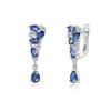 Long Dangling Clasp Silver Earrings with Natural 3.24ct Blue Kyanite Gemstones Fine Jewelry for Women