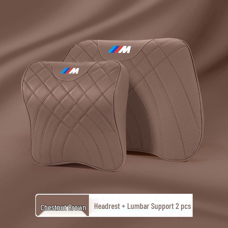 BMW Series Headrest & Lumbar Pillow: Compatible with 1, 3, 5, 7 Series and X1-X6 models for Neck Support and Comfort.