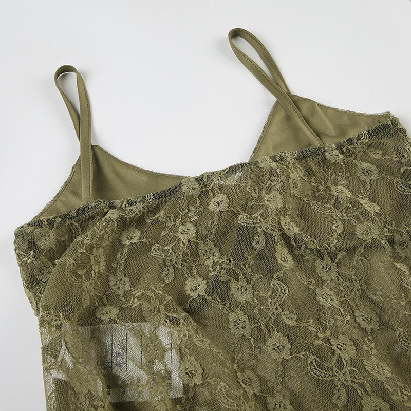 Sexy Sheer Lace Camisole with Irregular Hem and Open Back - Women's Summer Base Layer Tank Top