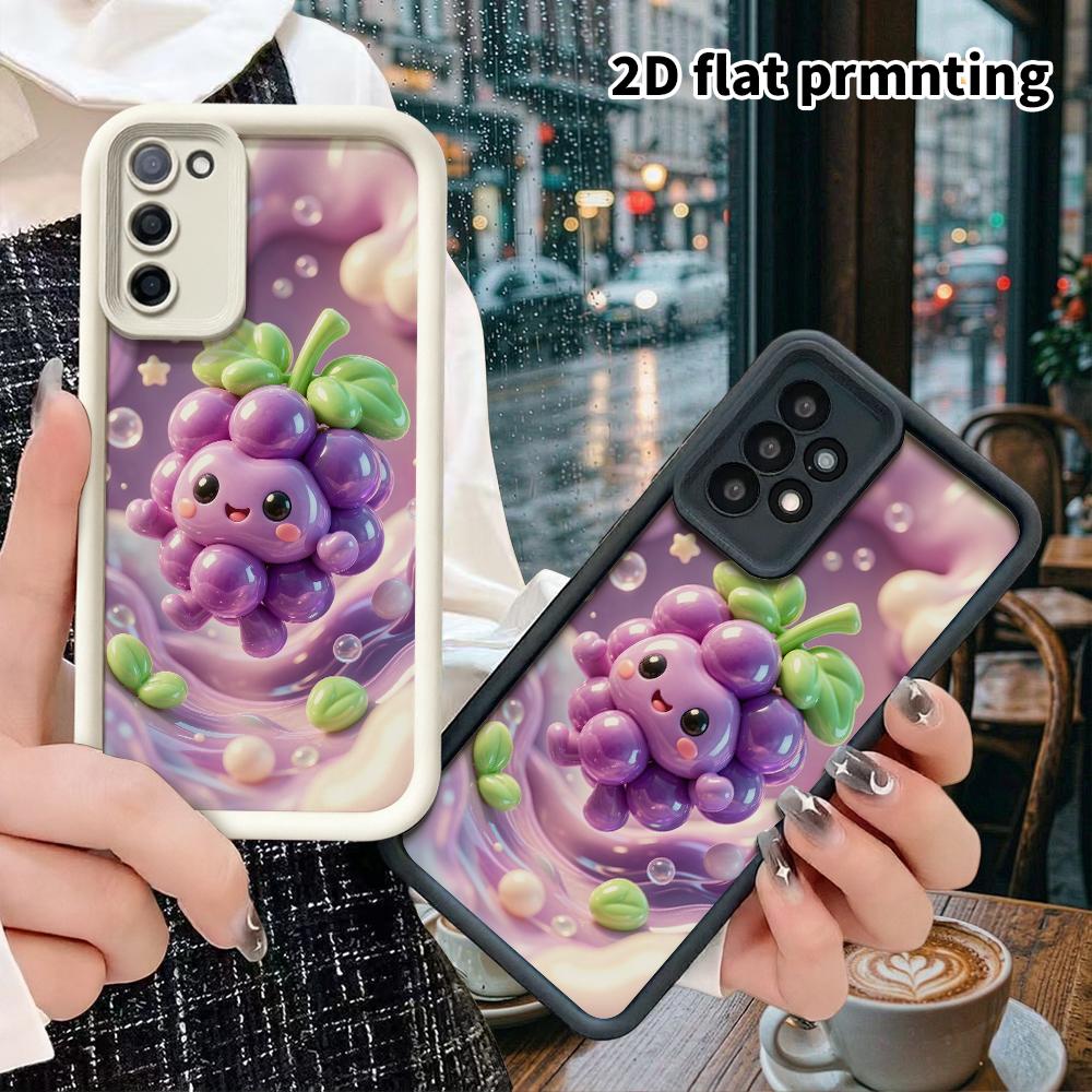 Phone Case: 2D flat, fits Samsung Galaxy A34 A35 M05 M06 S20 S22 S21 FE Plus 5G, purple grape cartoon character, perfect Christmas and Halloween holid