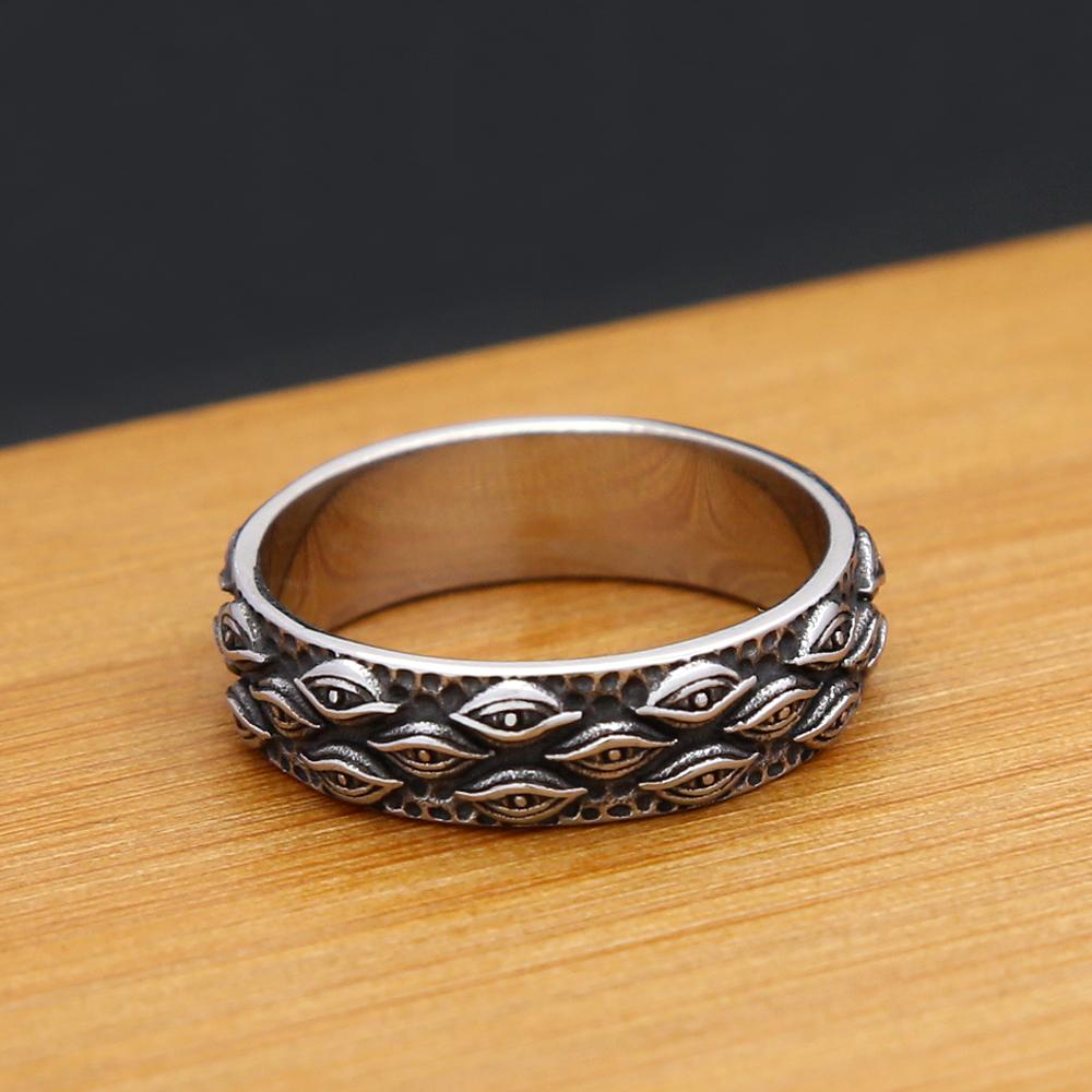 Простые винтажные кольца Всевидящее око для мужчин и женщин из нержавеющей стали, Панк-кольцо байкера, Уникальное ювелирное изделие-амулет, Подарок, Дропшиппинг