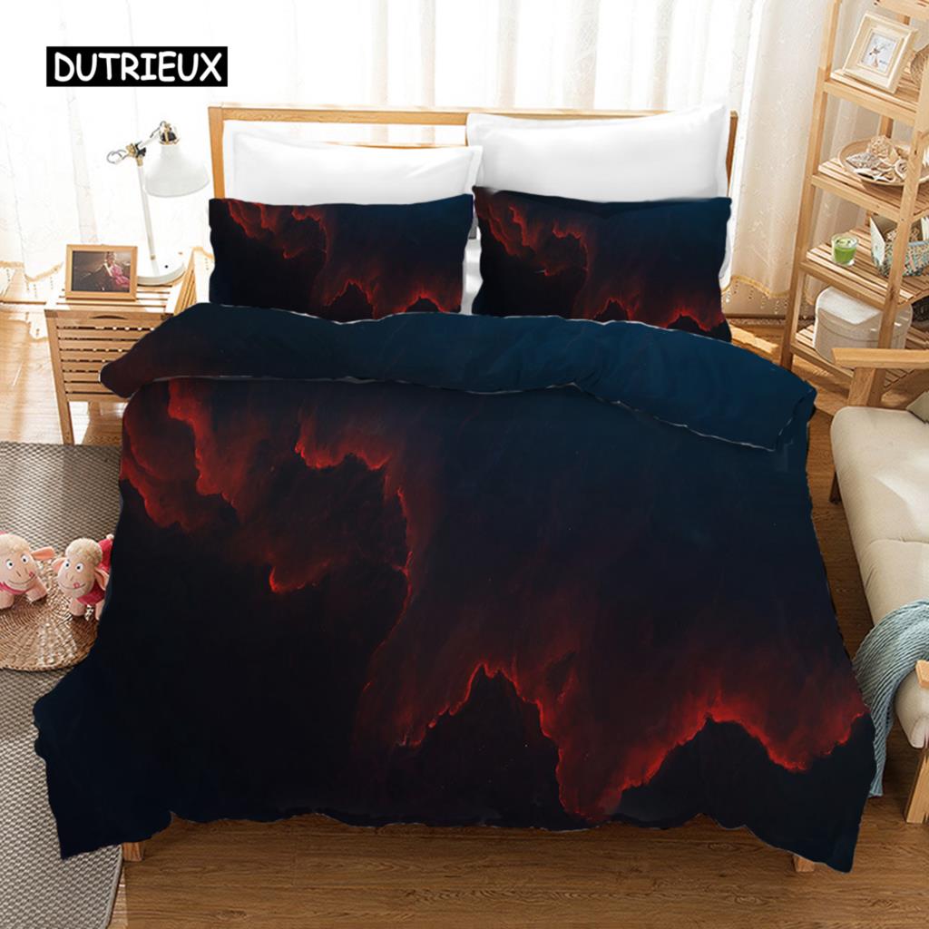 Комплект постельного белья Starry Sky Blue Orange Galaxy Starry Sky Theme Twin Комплект постельного белья из микрофибры Double Queen King Size Покрывало для пододеяльника