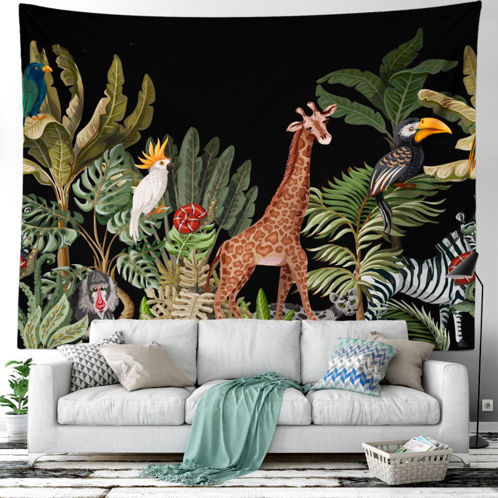 Green Plant Flower Tapestry Tropical Plant Series Hanging Landscape Flower Indoor Tapestry Room Decoration Aesthetics Bedroom