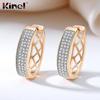 Серьги-подвески с цирконием серебряного цвета, полностью вымощенные, для женщин, роскошные ювелирные изделия Kinel, подарок