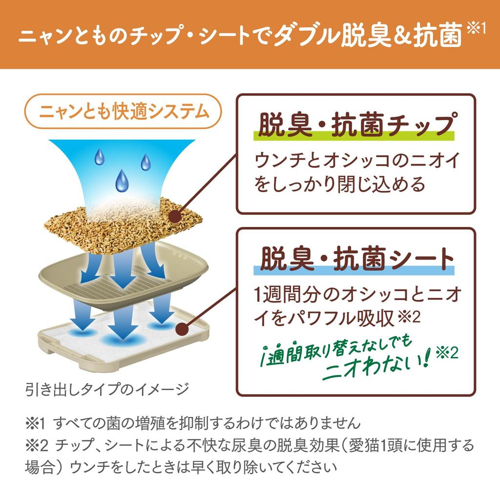 Nyantomo Clean Toilet Chip Большая емкость Мелкие зерна x 4 шт. Для системы Туалет Дезодорирующий/Антибактериальный 4.4 л (Продано Дело) [Наполнитель для кошачьего туалета]