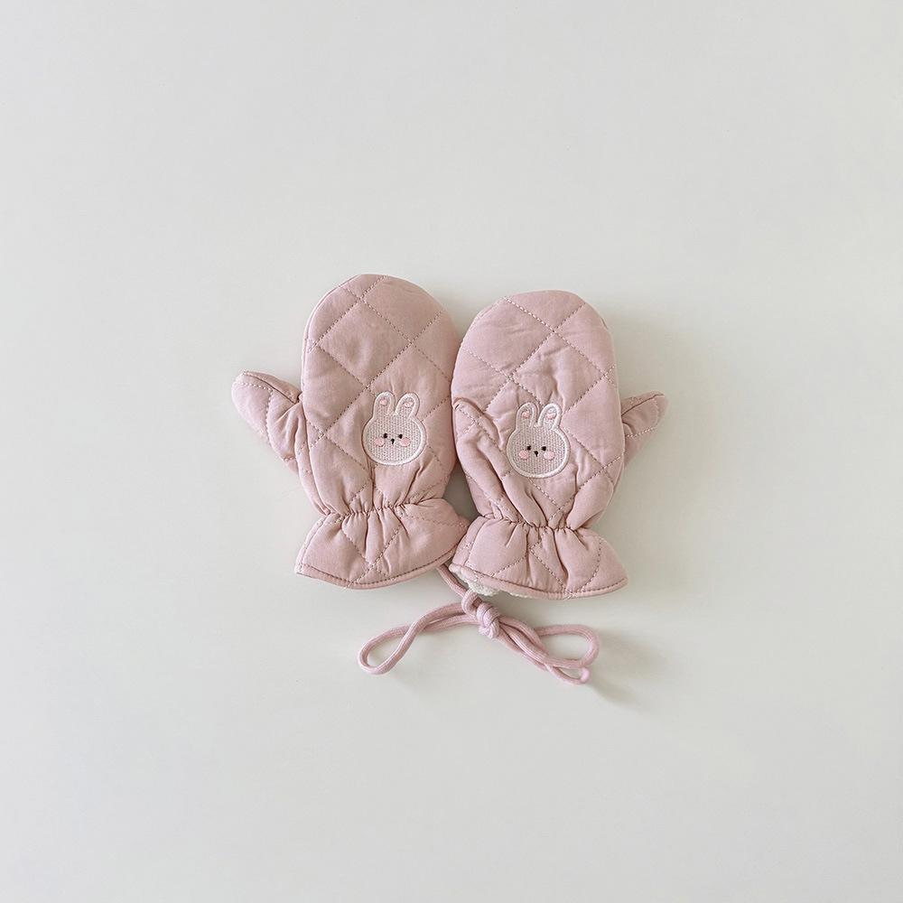 Fashion Baby Mittens Cute Floral Print Lace Winter Mittens for Girl Warm Plush Lined Thermal Toddler Kids Mittens