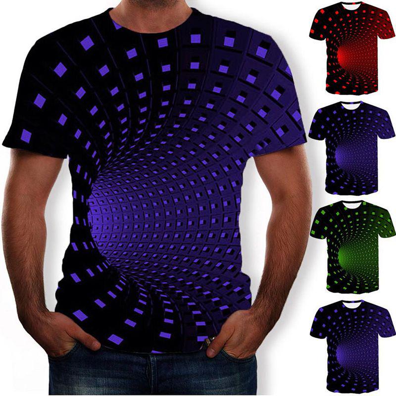 Stylish 3d Printing Round Neck Short Sleeve Shirt For Men In Soft Breathable Fabric