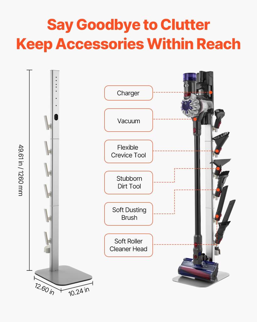 VEVOR Vacuum Stand, Compatible with Dyson G5 V15 V12 V11 V10 V8 V7 V6 Series Upright Vacuums Cleaners & Accessories