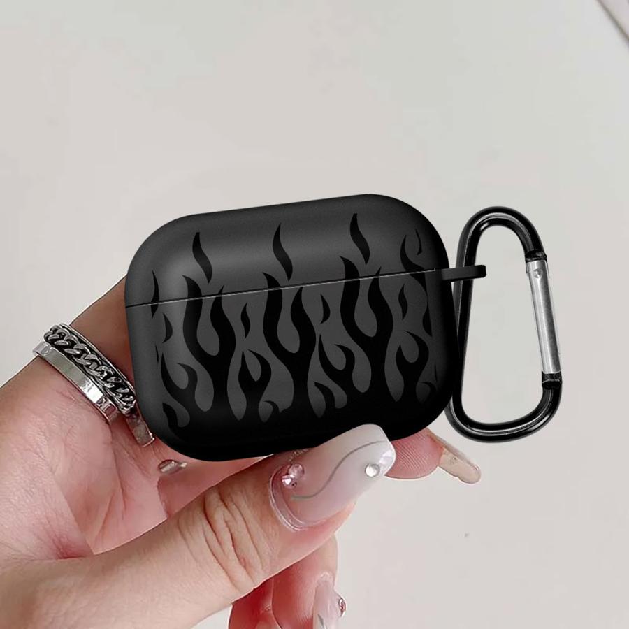Чехол для наушников Cover Case Для Airpods Pro3 Pro2 4 Pro 1 2 3 Модный Черное Пламя