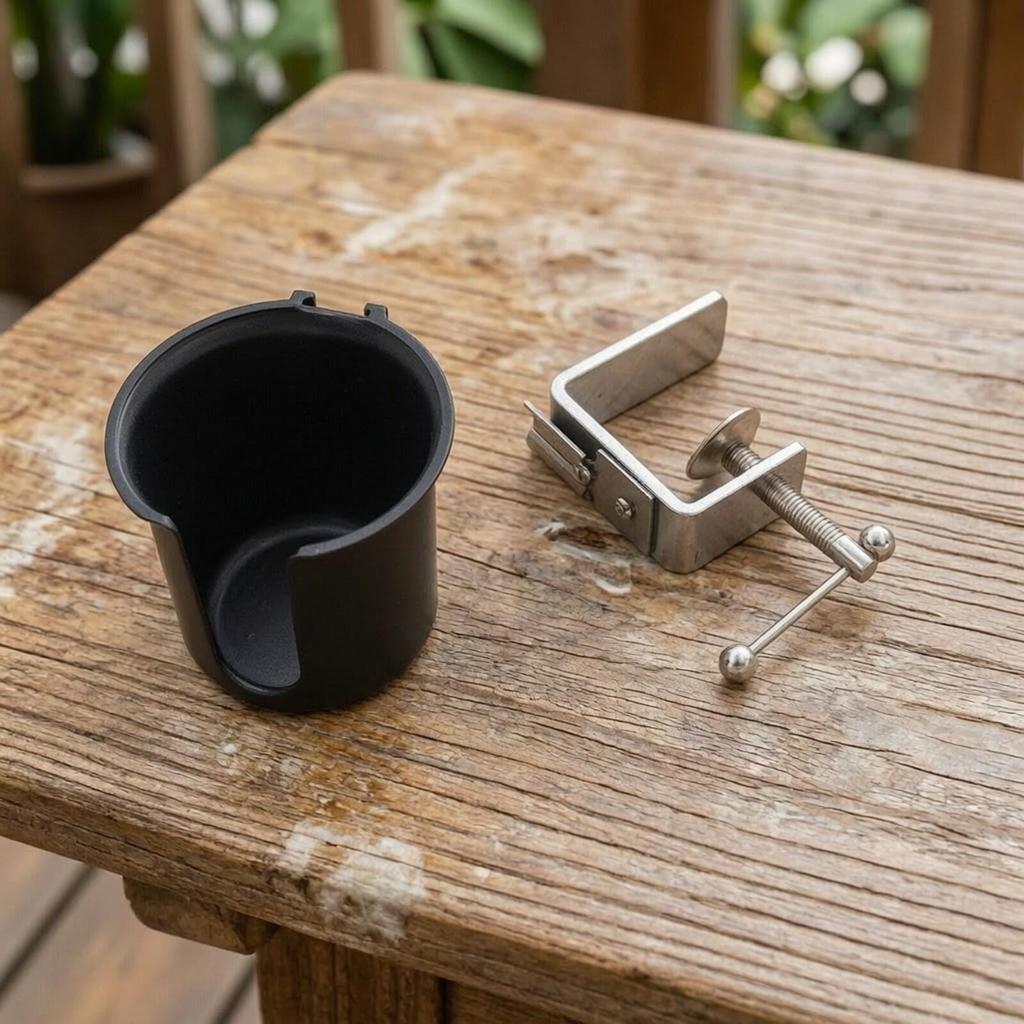 Long-Lasting Desktop Cup Holder with Metal Clamp Sturdy Cylindrical