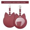 PU Leather Card Holder Cat Ear Design Cute Round Badge Reel For Work Office Travel Luggage Keychain Pendant