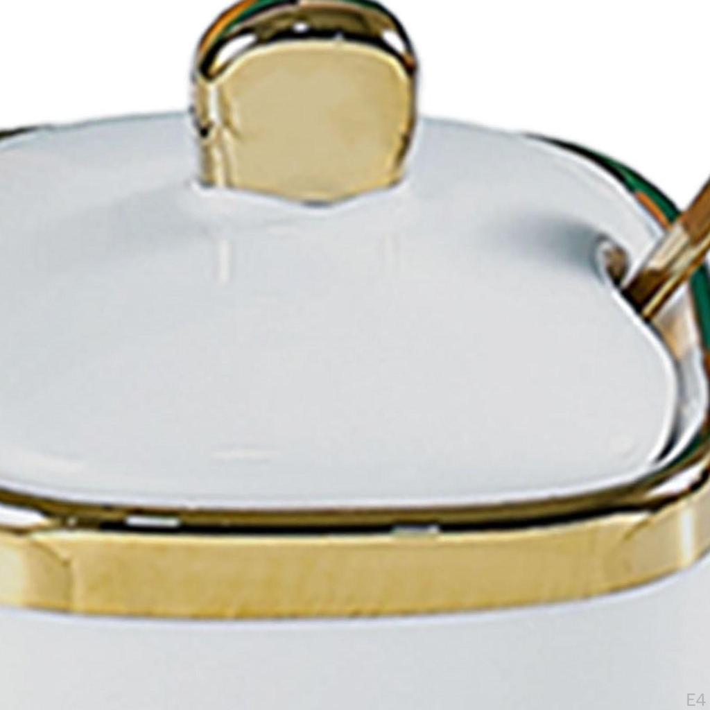 Ceramic Sugar Bowl Condiment Jar Salt Container Pot for Countertop