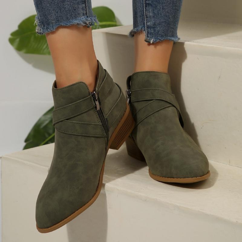 Мода 2025 Новые осенние женские ботинки Прогулочные Пряжка Уличная мода Остроносые ботильоны Повседневная удобная женская обувь Zapatos De Mujer