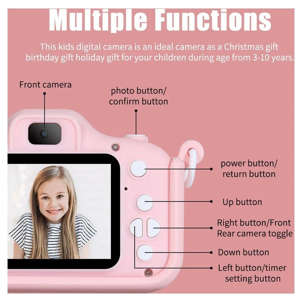 Детская селфи-камера Рождественские подарки на день рождения Девочкам Возраст 3-9 лет 20 МП Цифровые камеры Кошка Китти Портативная игрушка для малышей Девочка 3-8 лет 32 ГБ SD-карта