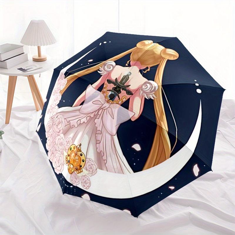 Автоматический милый зонт Sailormoon - Складной, с 8 металлическими спицами, Портативный для улицы, Подарок, Уличный зонт, Игривый аксессуар, Прочный Высокий