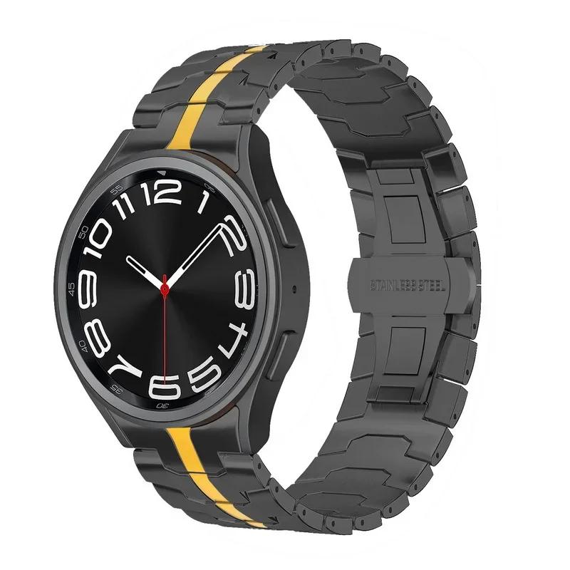 Ремешок титанового цвета для Samsung Galaxy Watch 6 Classic 47 мм 43 мм/5 Pro 45 мм Металлический браслет для Galaxy Watch 7 6 5 4 44 мм 40 мм