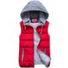 Women Cotton Wool Collar Hooded Down Vest Removable Hat Female Thicken Winter Warm Jacket Outerwear