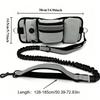 Hands Free Dog Leash With Black Grey Waist Bag Reflective Dog Lead Elastic Dog Walking Leash With Two Handles 128-185cm Dog Rope
