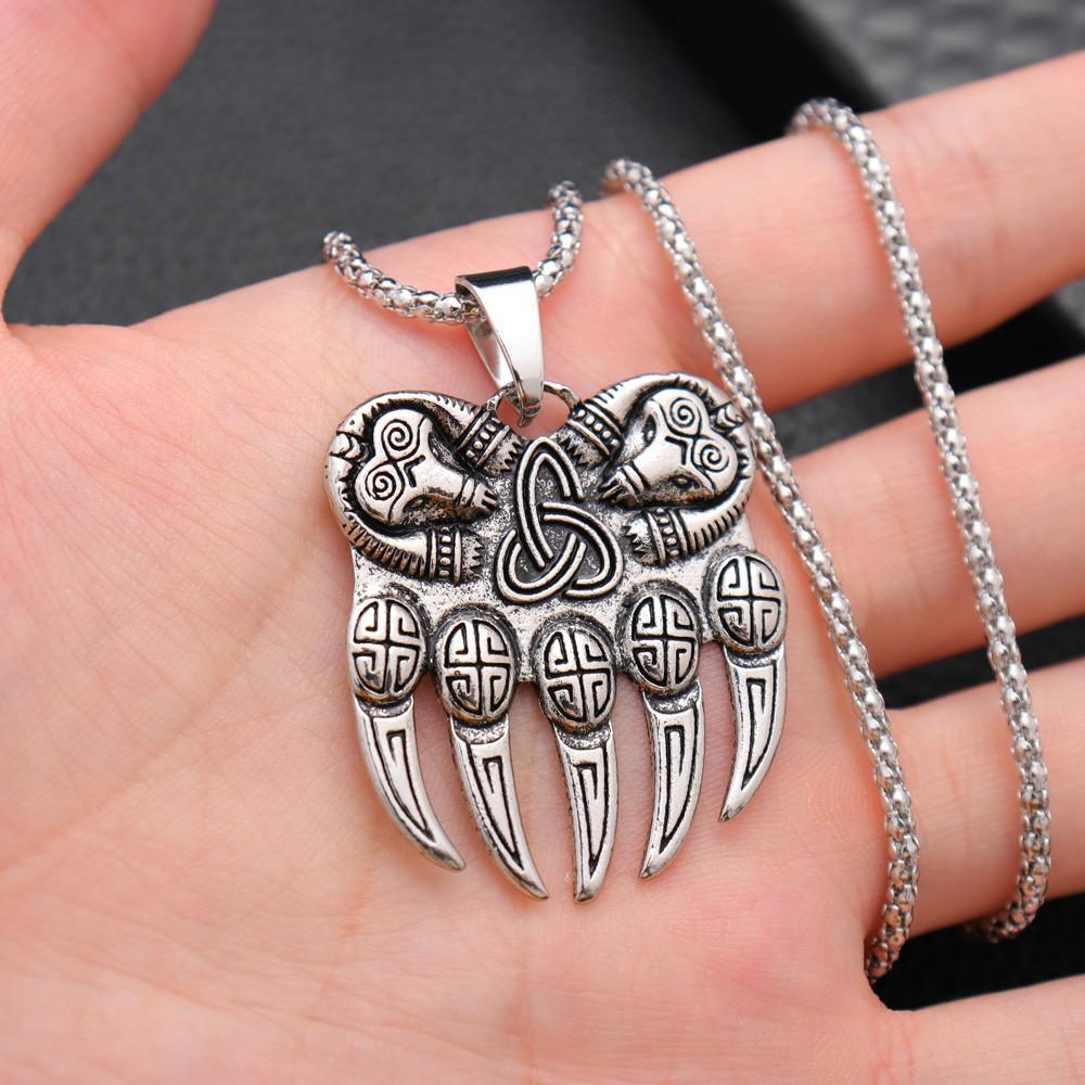 Viking Retro Viking Bear Claw Pendant Hip-hop Style Men's Domineering Pendant Necklace
