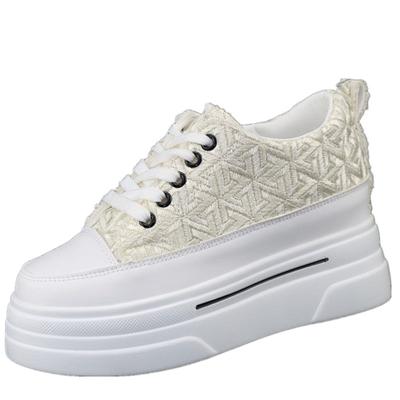 Модные женские кроссовки Весенняя повседневная обувь Женская обувь на платформе Каблуки Клинья Увеличивающие рост Вулканизированные туфли 8 см