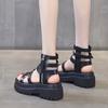 2024 лето новые толстые подошвы дышащие нескользящие боковые молнии показывают высоту римские туфли полые универсальные студенческие женские сандалии