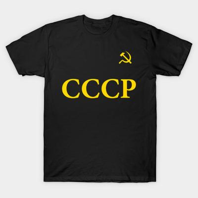 Мужчины Черная футболка с принтом Супер Большая футболка СССР Россия No-Cut Передача Бумаги Печати Хлопок футболка