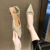 Модная Ретро Женская Обувь Лето Высокие Каблуки Сексуальные Туфли-Лодочки Острый Носок Танкетка 2025 Сандалии Женские Кроссдрессеры Носок Бежевый Последние Закрытые Африканские