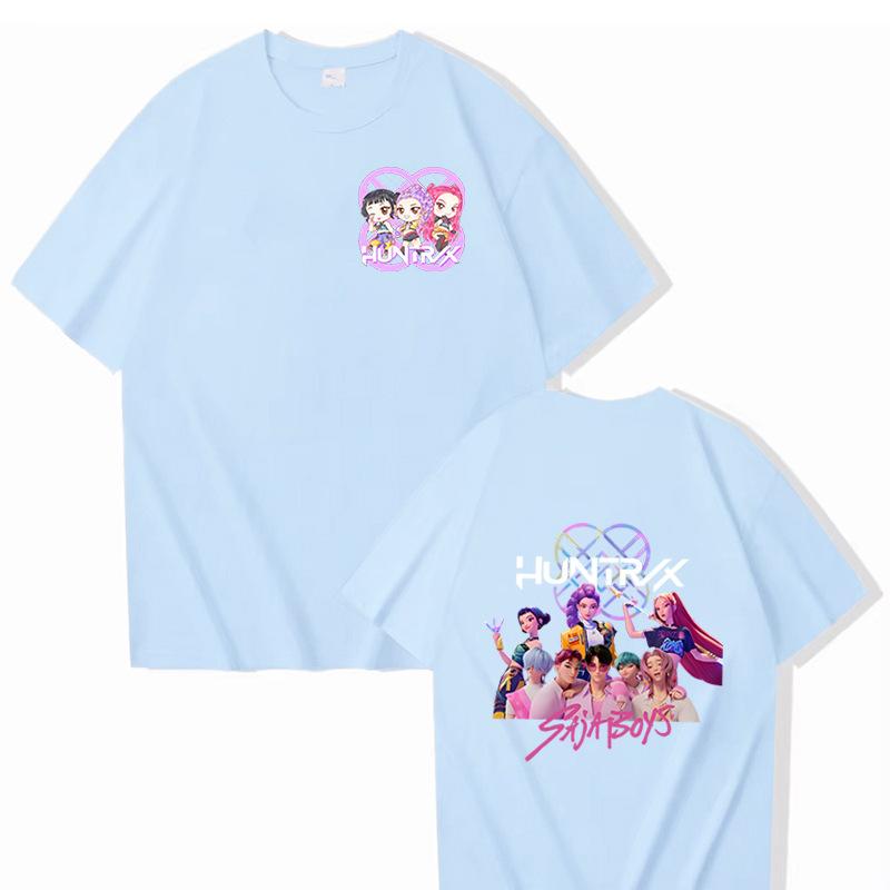 Модная футболка 16 цветов, мультяшный K-pop, принт «Элементы охотников на демонов», взрослая, трендовая, мужская мода, повседневный, большого размера, женский уличный топ
