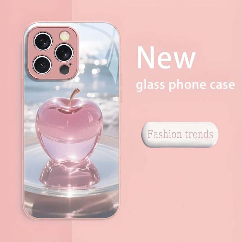 Изысканный розовый кристальный чехол-яблоко для iPhone 17 Pro Max, чехол со встроенным стеклом для iPhone 17 16 15 14 13 12 pm Pro Plus